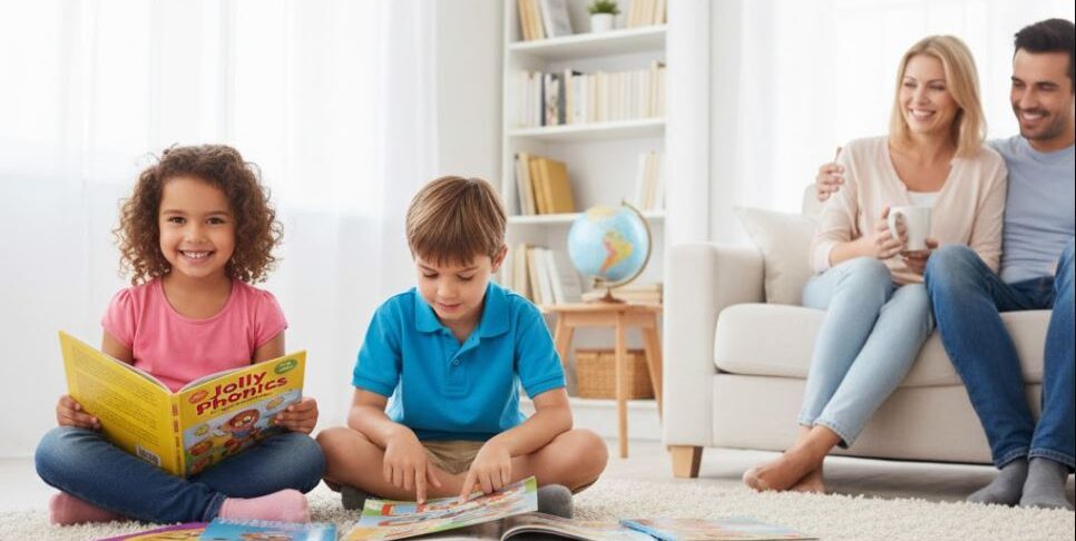 Happy kids reading placeholder