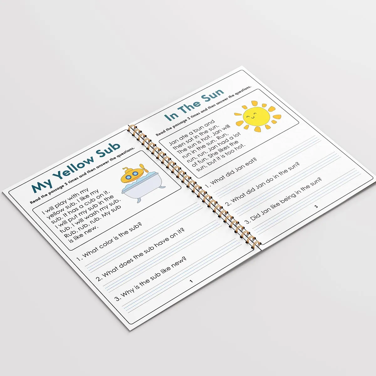 A page from the Kindergarten CVC Passage Book showing a decodable reading passage