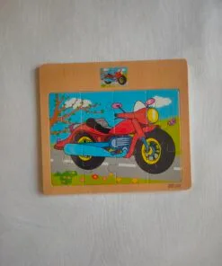 12 Pieces Wooden Puzzle – Motorbike